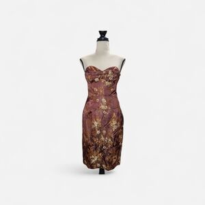 To the Max Strapless Dress in Brown and Gold